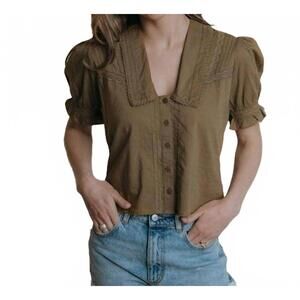 NEW LAROQUE francis ruffled sleeve top in moss